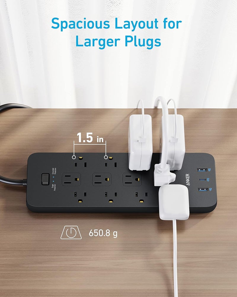 Anker Power Strip Surge Protector (2100J), 12 Outlets with 2 USB A and 1 USB C Port for Multiple Devices, 5ft Extension Cord, 20W Power Delivery Charging for Home, Office, Dorm Essential, TUV Listed - Image 5
